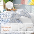 thumbnail image 2 of 3 Piece Blue White Flowers Duvet Cover Set California King,Microfiber Comforter/Quilt Cover with Corner Ties and 2 Pillowcases,Spring Summer Floral Botanical All Season Bedding with Zipper Closure, 2 of 8