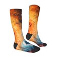 thumbnail image 3 of Picia Women Crew Soft Moisture-wicking Socks Red And Blue Waves Pattern Design Cotton Socks, One Size fit All, 3 of 9