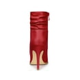 thumbnail image 2 of BLISSFUL STEP Women's Ankle Boots Slouch Pointed Toe Stiletto Heel Side Zip PU Booties Red 6.5, 2 of 7