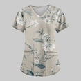 thumbnail image 4 of EHTMSAK Scrub Tops Womens Plus with Pocket Floral Working Uniform Short Sleeve V Neck Workwear Blouse T-Shirt with Pockets on Clearance Gray L, 4 of 7