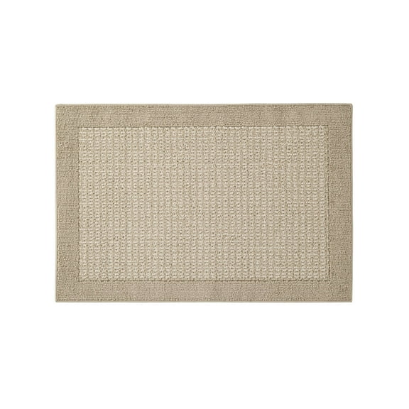 Mainstays Farmhouse Faux Sisal Olefin Beige Border Indoor Entryway Accent Rug, 2'6" x 3'10"