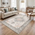 thumbnail image 2 of Janvonne Bohemian Grey-brown Area Rug, Washable Non-Slip Boho Carpet, Vintage Distressed Oriental Rug for Living Room Bedroom Nursery,4'x6', 2 of 8