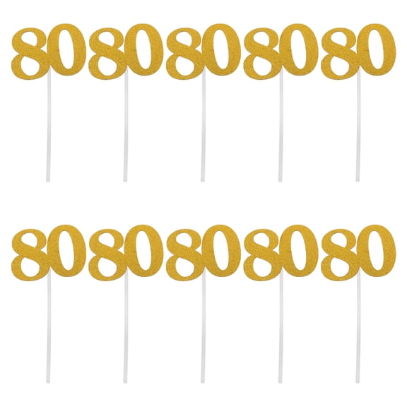 HOMEMAXS Golden 80th Birthday cake Toppers with Glitter Design for Party Decorations and Dessert Tables Golden