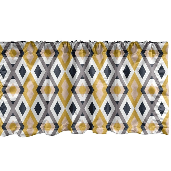 Ambesonne Abstract Valance Pack of 2, Rhombuses Infinity, 54"X12", Earth Yellow Taupe Grey