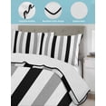 thumbnail image 4 of Black Gray Striped Twin Size Down Alternative Comforter, Lightweight Comforter Quilt Bedding Set with Pillow Shams Farmhouse Stripe Art All Seasons Bed Comforter Duvet Insert 68"x86", 4 of 7