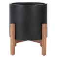 thumbnail image 3 of SAFAVIEH Jesper Modern Glam Round Patio Planter with Stand, Natural/Black, 3 of 7