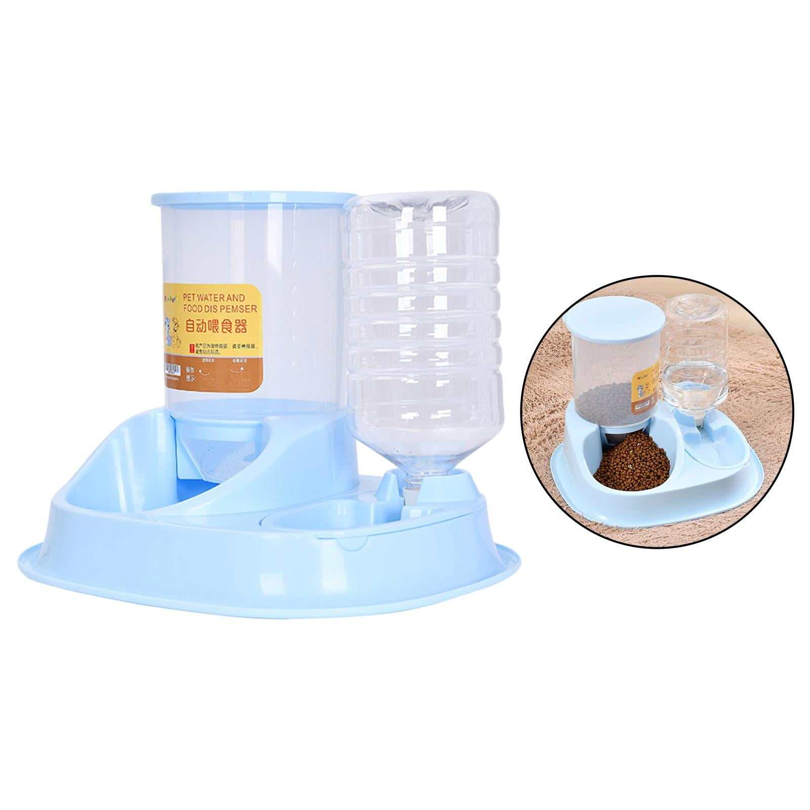 Bvdfgk Automatic Food Water Pet Feeder Plastic Dog Food Bowl Water Dispenser Waterer For Dog Cat Dog Drinker Feeding Travel Supply Blue