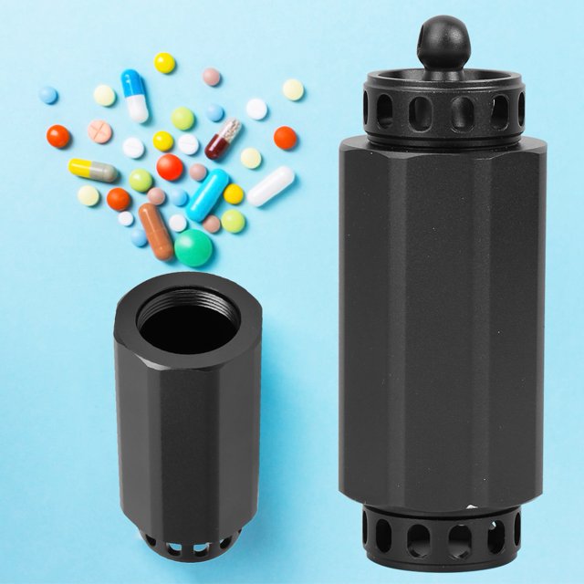 Contenedor de pastillas de metal superficie anodizada Botella de pastillas portátil resistente a altas temperaturas Fácil de llevar Diseño de bucle para viajes al aire libre ANGGREK Otros