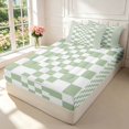 thumbnail image 2 of Manfei Abstract Grid Zipper Twin Comforter Sets with Fitted Sheet and 2 Pillowcases,Modern Plaid Zipper Bedding Set,Light Green,Light Gray Reversible,4pcs, 2 of 8
