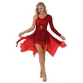 thumbnail image 4 of MSemis Women's Sequins Lyrical Dance Costume One Shoulder Ballet Dance Dress, 4 of 4