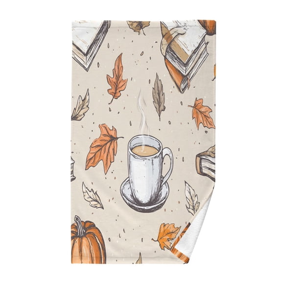 Yayeee 100% Cotton Hand Towels for Bathroom 16" x 28" Soft Absorbent Kitchen Towel, Fall Coffee