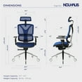 thumbnail image 3 of Nouhaus Ergonomic Office Chair Lumbar Support Aluminum Alloy Backrest, High Back Mesh Computer Desk Chair with Adjustable Headrest, 4D Armrest and Premium Wheels, 3 of 7