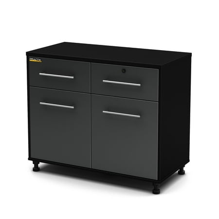 South Shore Karbon Collection Base Storage Cabinet, Pure Black/Charcoal