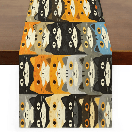 

Qzaxky Table Runner Boho Table Runner Cartoon Cats Bohemian Boho Outdoor Table Runner Decoration for Indoor Outdoor Home Dinner Party Wedding Decor 13 x 36 Inch