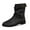 Black, variant on WEAIXIMIUNG Barefoot Winter Boots Women Women's Winter Fashion Leather Buckle Mid Calf Boots Style Comfortable On Boots