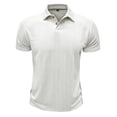 thumbnail image 6 of Mens Textured Jacquard Polo Shirt Super Stretch Short Sleeve Polo Shirts for Men White, 6 of 7