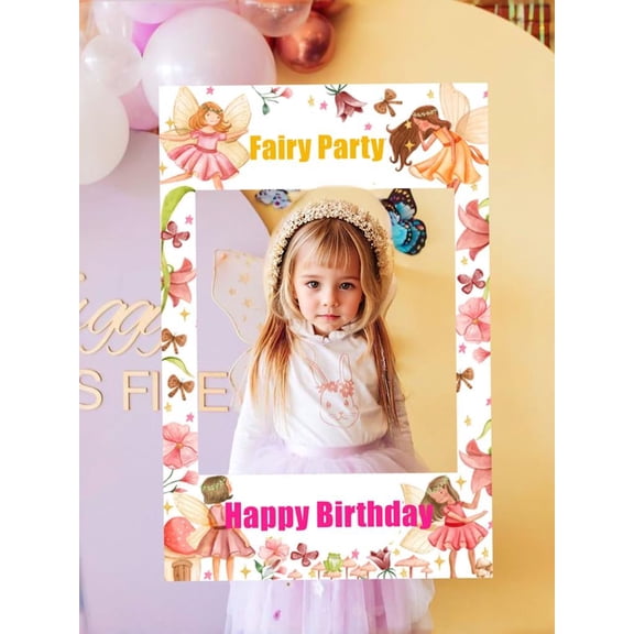 Vertical Fairy Party Comparison Photo Frame Props - Flower Butterfly Theme Background Panel Dream Garden Party Decoration