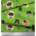 thumbnail image 3 of Soimoi Green Modal Satin Fabric Circle,Cook & Working Girl Decor Fabric Printed Yard 42 Inch Wide, 3 of 3