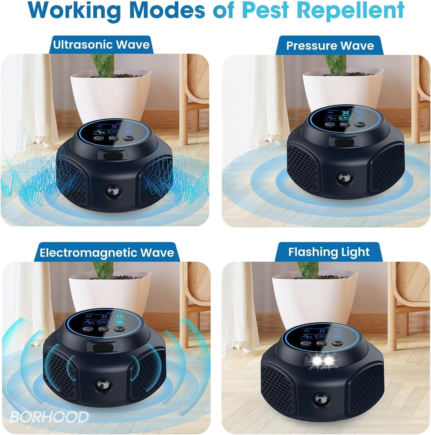 2026 Ultrasonic Pest Repellent Plug-In, Indoor Electronic Mouse & Insect Management Device for Home, Office, Warehouse — Black & White