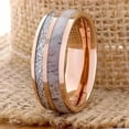 thumbnail image 2 of Rose Gold Color Brushed Deer Antler and Meteorite Rings Fashion Men Stainless Steel Rings for Men Wedding Band Jewelry Gift, 2 of 7