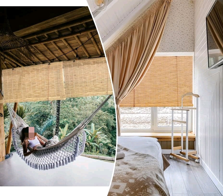 Outdoor Bamboo Shades for Patio Bamboo Roll up Blinds Curtains for Windows Waterproof, Porch Bamboo Rolling Curtains Breathable Corded Roller Shades$$Home Decor, Kitchen, & Other