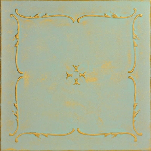 R05-Spring Buds Pre-Painted Foam Glue-up Ceiling Tile in Gold Moss (259.2 Sq. ft / Pack) - 96 Pieces