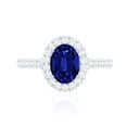 thumbnail image 5 of Rosec Jewels Oval Shaped Lab Grown Blue Sapphire and Diamond Ring - Halo Engagement Ring for Women - AAAA Quality Certified, 925 Sterling Silver, US 9.00, 5 of 9