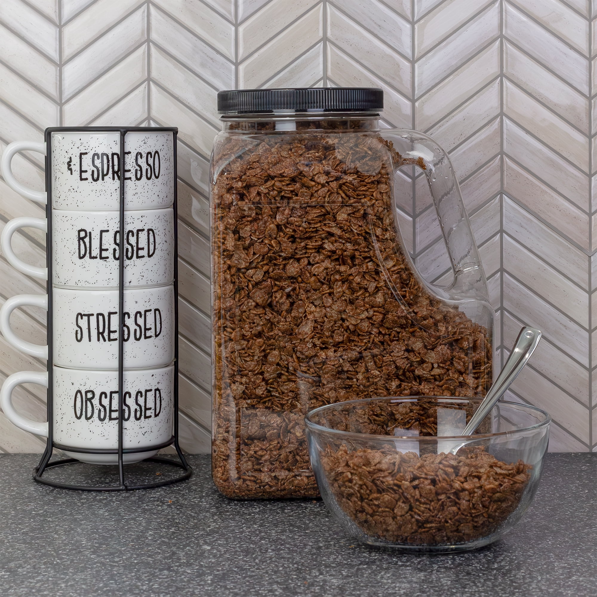 Cornucopia Brands Clear Plastic Gallon Jar w/ Handle and Airtight Lid (2-Pack) for Bulk Food, Craft Supplies, Paint and Detergent Storage and More