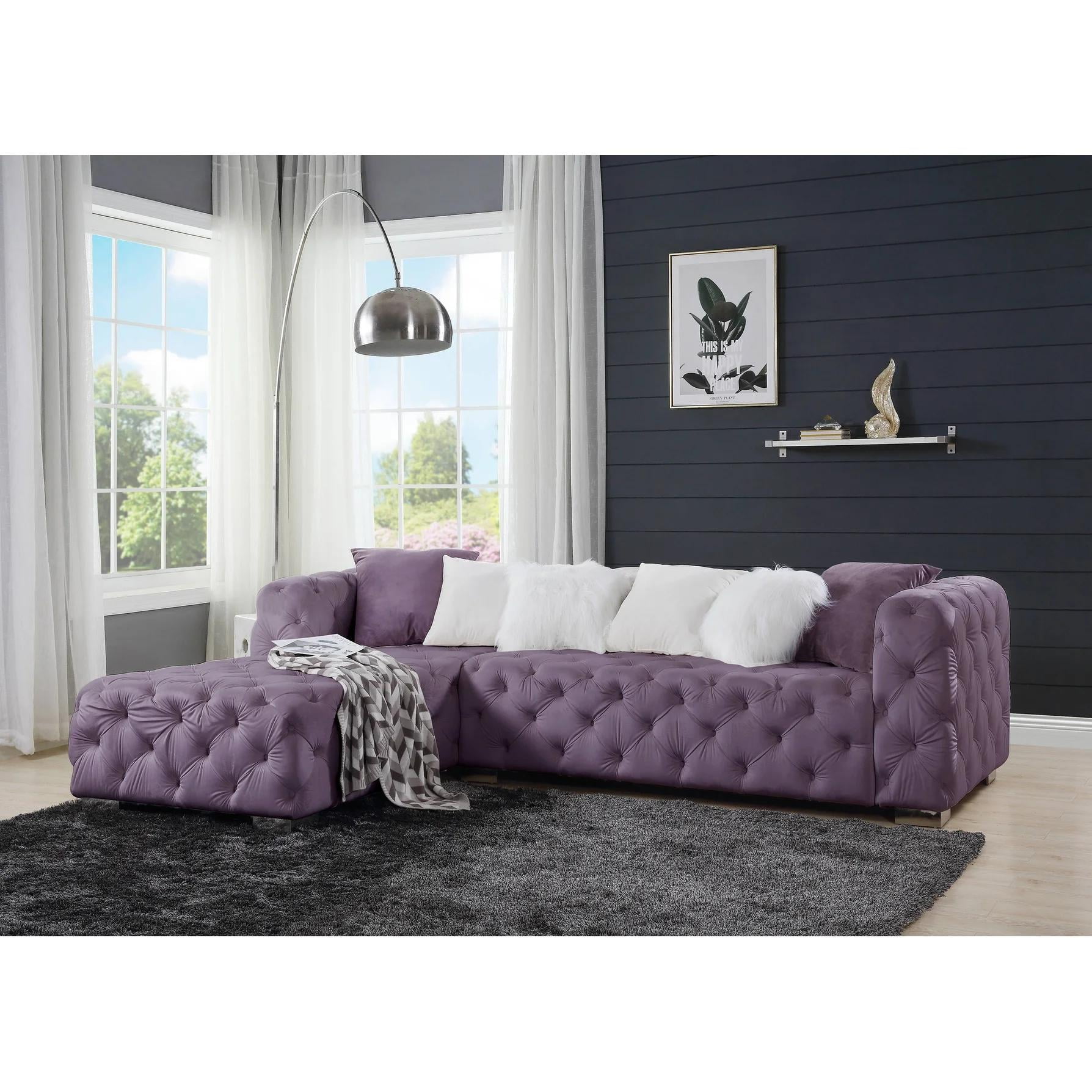 Modern Purple Velvet Sectional Sofa by Acme Qokmis LV003892pcs