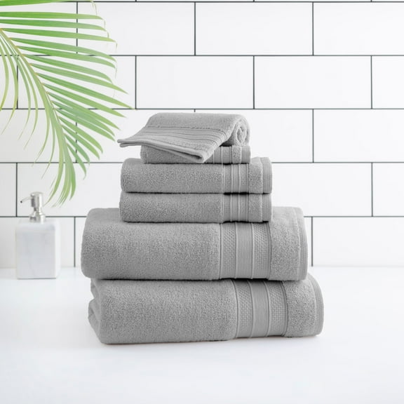 hometrends Solid Bath Towel 6-Piece Set, Grey