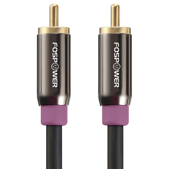 FosPower Subwoofer Cable (15 FT / 4.7 M) RCA to RCA Audio Stereo Cable, Male to Male - Dual Shielded Cord | 24K Gold Plated Connector | Corrosion Res
