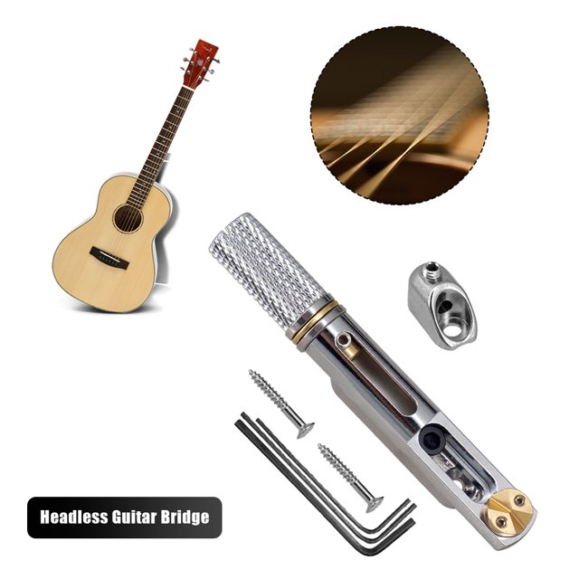Puente de guitarra fijo sin cabeza con tuerca, llave pequeña, puente de ventilador de latón fijo único