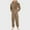Khaki, variant on Men's Hooded Onesie Pajamas Lightweight Fuzzy Fleece Zip Up Jumpsuit Long Sleeve Plus Size One Piece Pajamas with Pocket