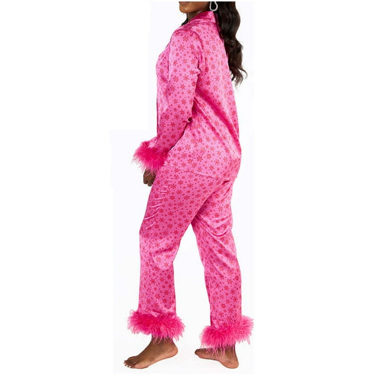 Bridal Pajamas Feather Trim Pajama Set SLEEPER Feather-trimmed