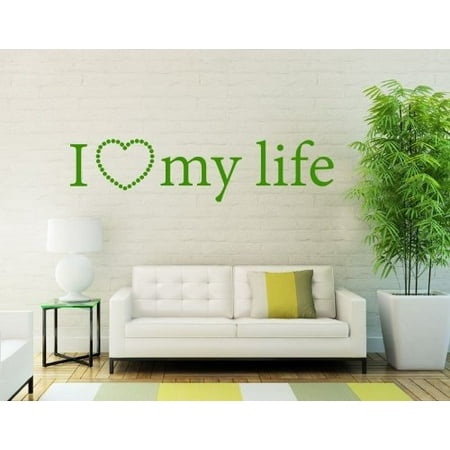 8in Green (I Love my Life Wall Decal - wall decal, sticker, mural vinyl art home decor quotes and sayings - 4387 - Yellow green, 31in x)
