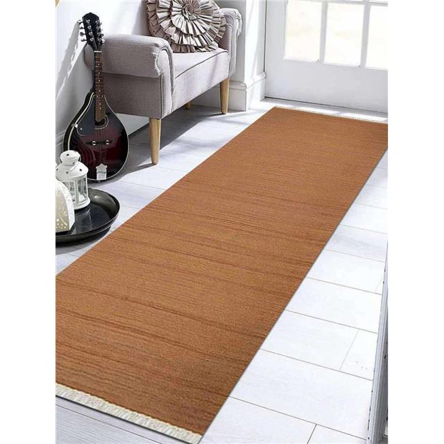 Get My Rugs D00111H0015G84 3 x 13 ft. Hand Woven Flat Weave Kilim Wool Runner Area Rug, Contemporary - Orange