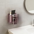 thumbnail image 4 of Linnome Toothbrush Rack and Mouthwash Cup No Drill Shelf Toothbrush and Cup Rack Bathroom Toothbrush Rack Wall Mounted 4.5x3.9x3.7 Inch Purple, 4 of 6