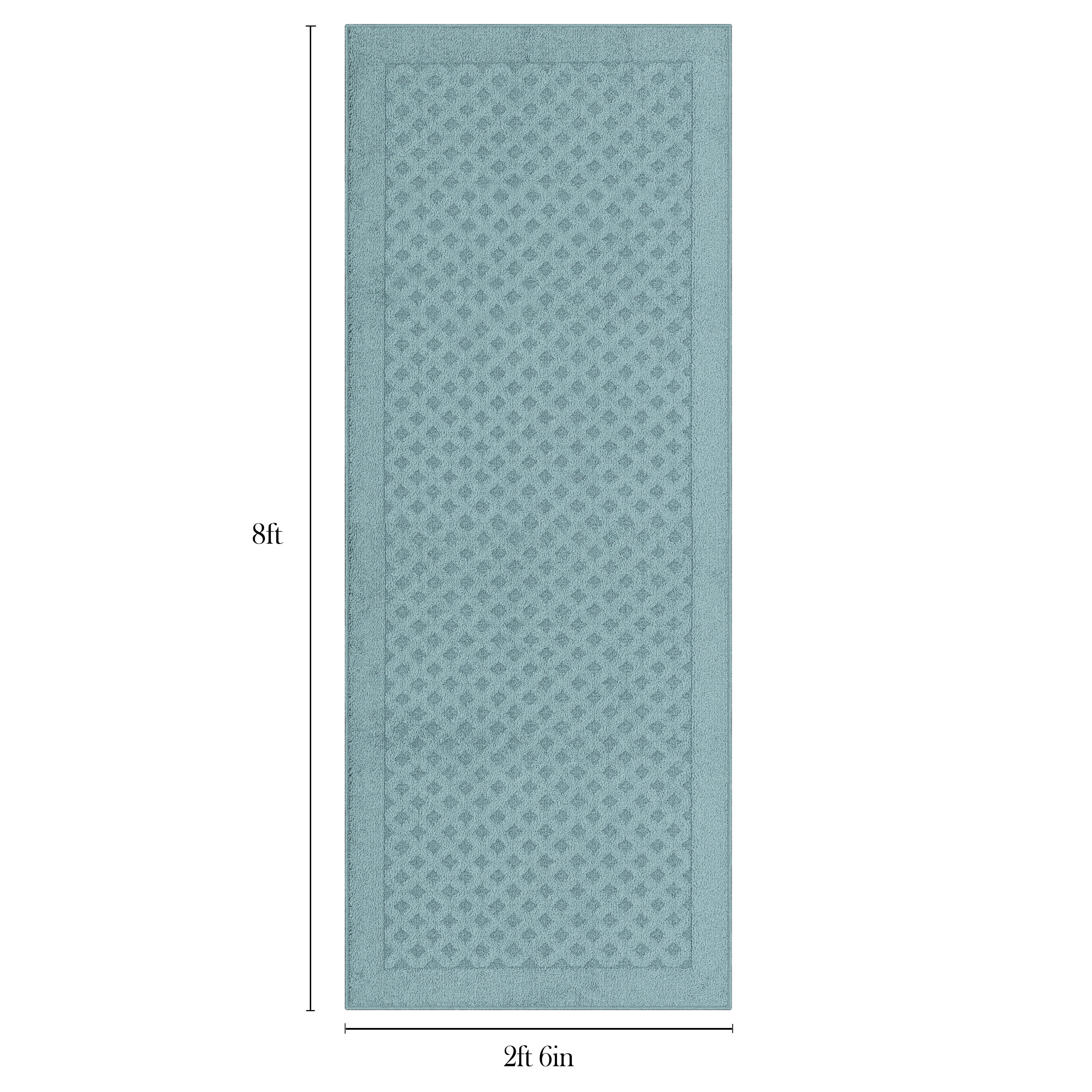Mainstays Traditional Dylan Solid Diamond Runner Rug, Blue, 2'6" x 8'