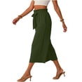 thumbnail image 4 of Xdegoge Wide Leg Culottes for Women Tie Knot High Waisted Cropped Pants with Pockets Casual Flowy Lounge Bottoms Lightweight Summer Trousers, 4 of 6