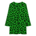 thumbnail image 3 of Lime Leopard Print Loose Dress Evening Dress Summer Dresses for Women Luxury Dress Long Sleeved Dress, 3 of 4