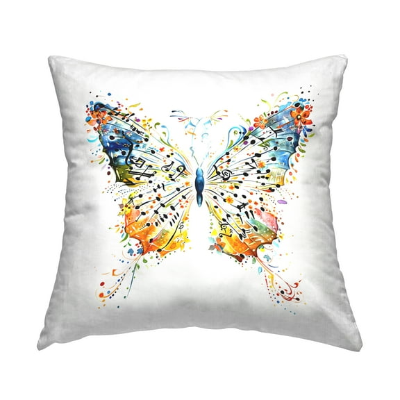 Stupell Industries Musical Butterfly Wings Decorative Printed Throw Pillow Design by LSR Design Studio.