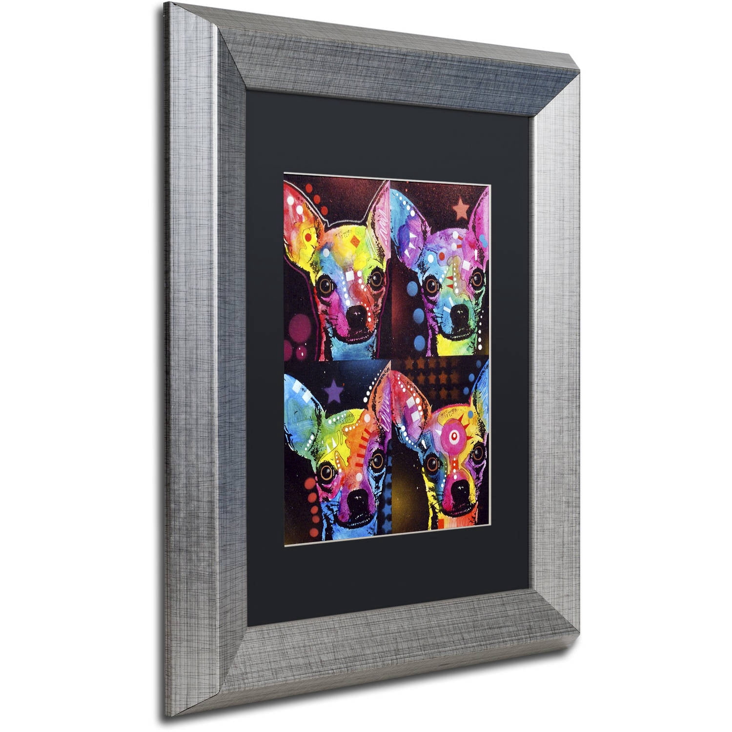 Trademark Fine Art "Chihuahua 4x" Canvas Art by Dean Russo, Black Matte, Silver Frame
