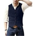 thumbnail image 2 of Aobny Sleeveless Plus Size Tops V-Neck Blue Blazer Button Vest Dress Shirts Plain Men Athletic Shirts for Men,XL, 2 of 6