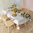 thumbnail image 3 of Leopard Print and Baseballs Pattern Rectangle Tablecloth 60"x120",Waterproof Polyester Rectangle Table Cloth, Wipeable Spillproof Polyester Tablecloth for Dining, Camping, Indoor and Outdoor, 3 of 6