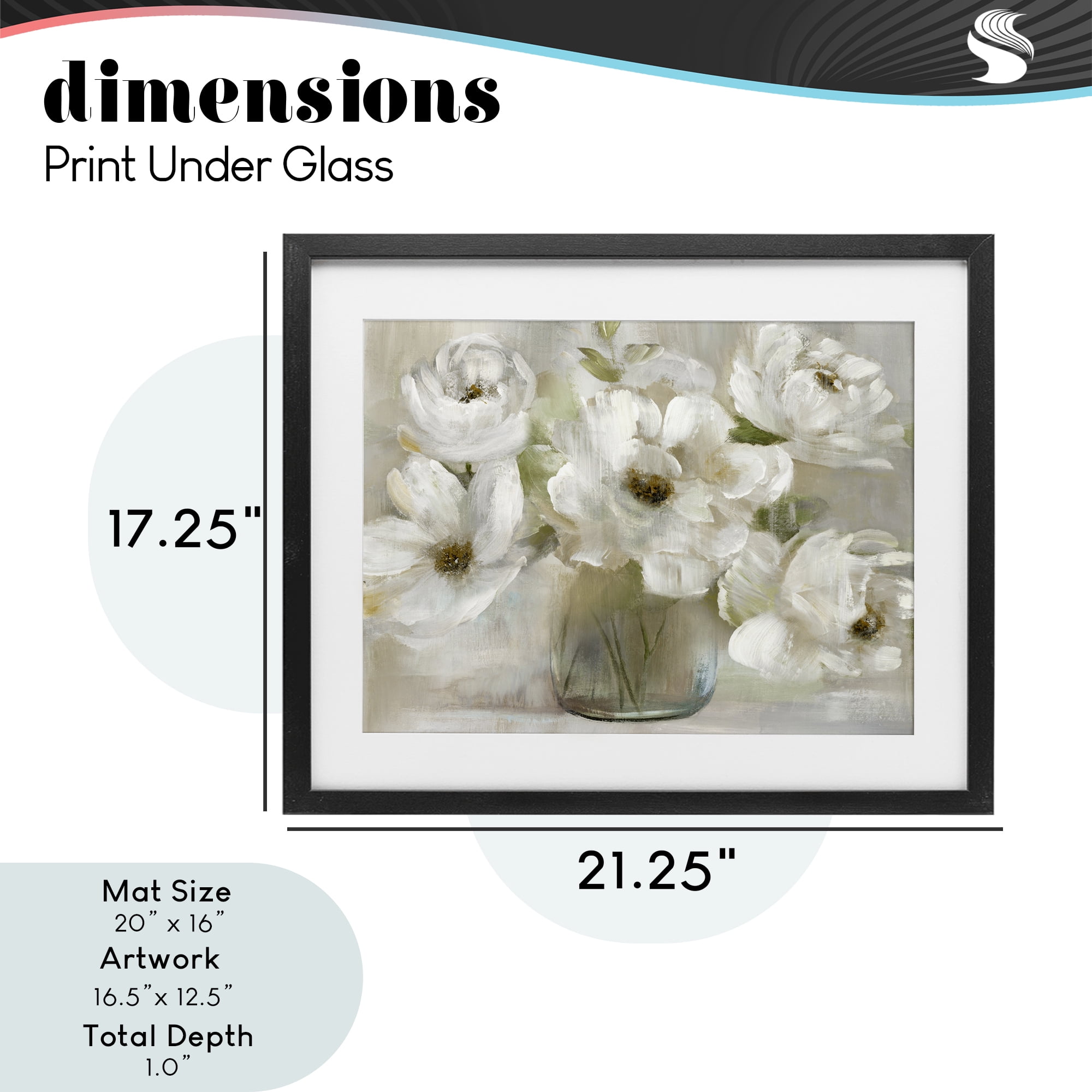Stupell Industries Gentle White Petals in Vase Black Framed Print Under Glass, design by Nan