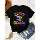 thumbnail image 1 of Bendecida de ser llamada Mamá y Abuela Camiseta Gráfica - Cuello de tripulación casual, manga corta, camiseta de talla plus con estampado floral y corazón colorido, poliéster, ropa de temporada, camis, 1 of 6