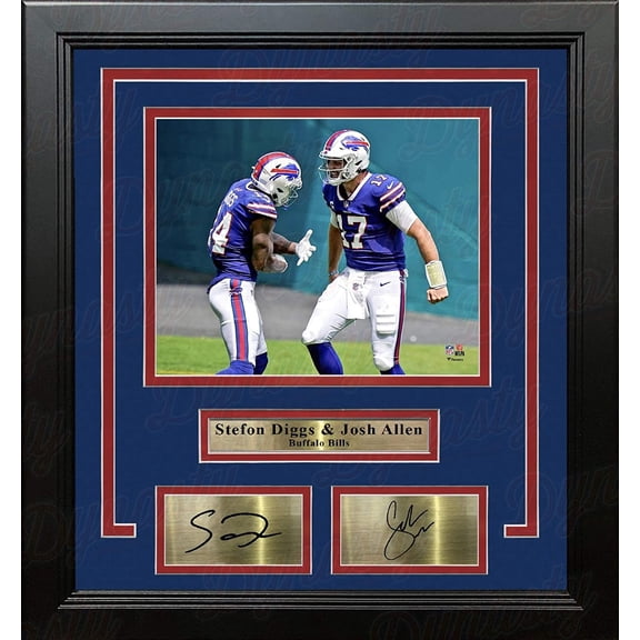 Stefon Diggs & Josh Allen Buffalo Bills 8" x 10" Framed Football Photo with Engraved Autographs