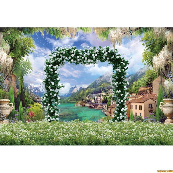 Spring Natural Landscape Scery Backdrop Flower Summer Seaside Balcony Holiday Wedding Birthday Photography Background r