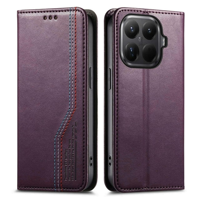 FOXDOCK Wallet Case for Xiaomi 15T Pro , PU Leather Flip Cover with Elastic Anti-Slip Hand Strap, Card Slots