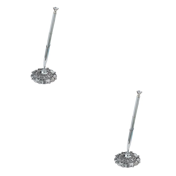 Sidaley Bolígrafos Bolígrafo de metal adjunto al escritorio Accesorio de libro Herramienta de escritura Contador Accesorio de oficina Joya Pequeña Joya/Plata 2piezas
